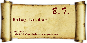Balog Talabor névjegykártya